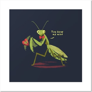 You blow my mind - Funny Valentine Praying Mantis - Cute Insect Posters and Art